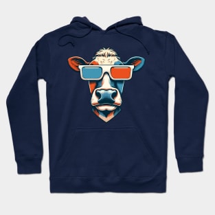 Cool cow wearing 3d glass Hoodie